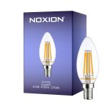 Noxion Lucent LED E14 Candela Filamento Chiara 4.5W 470lm - 827 Bianco Molto Caldo | Dimmerabile - Sostitutiva 40W