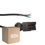Confezione Multipack 50x Noxion GST - Compatibile Cavo di alimentazione Nero - Maschio + Estremità aperte - 2m - 3 pole 0,75mm2